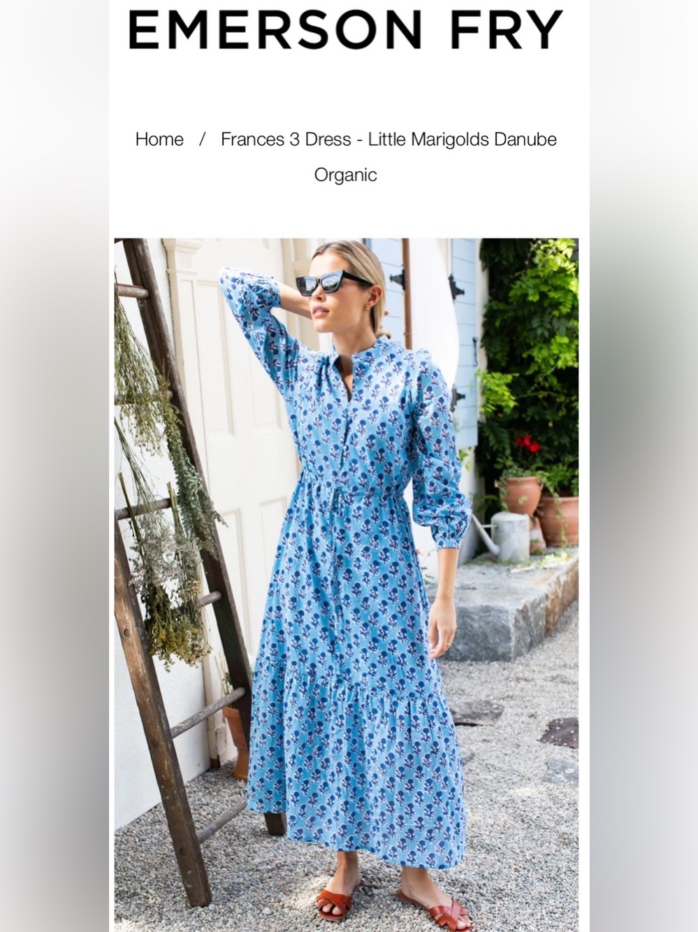 Emerson Fry Blue Floral Tiered Maxi Dress
